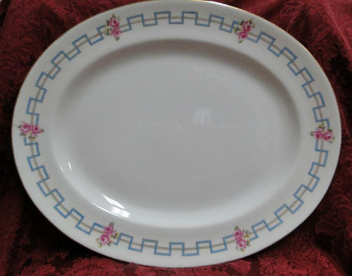 Royal Doulton HB 6700, Pink Flowers, Blue Zig Zag Line: Platter, 17"