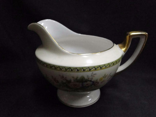 Meito Floral w/ Green Trim, Gold Edge: Creamer / Cream Pitcher, 3 7/8"