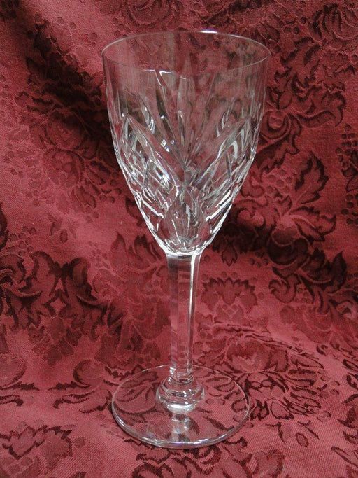 St Louis Chantilly, Clear w/ Fan & Criss Cross Cuts:  Burgundy Wine, 7"