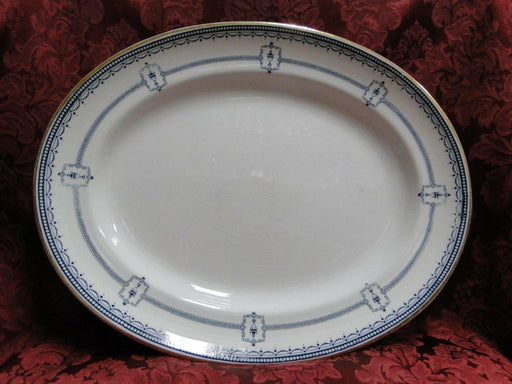 Royal Doulton Mina, Dark Blue Swags, Circles, Urns: Oval Serving Platter 13 1/4"