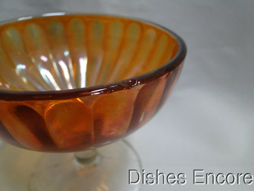 Fluted Glass, Iridescent Amber w/ Clear Stem: Low Sherbet (s), 3 1/2", CR#113