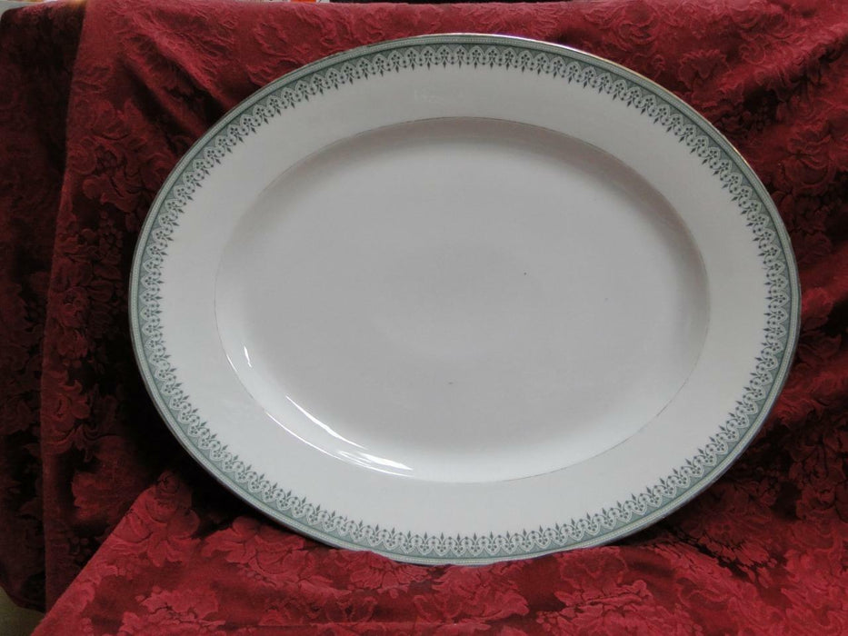 Tressemanes & Vogt TRV3, Green Geometric Rim, Gold: Oval Serving Platter 17 3/4"