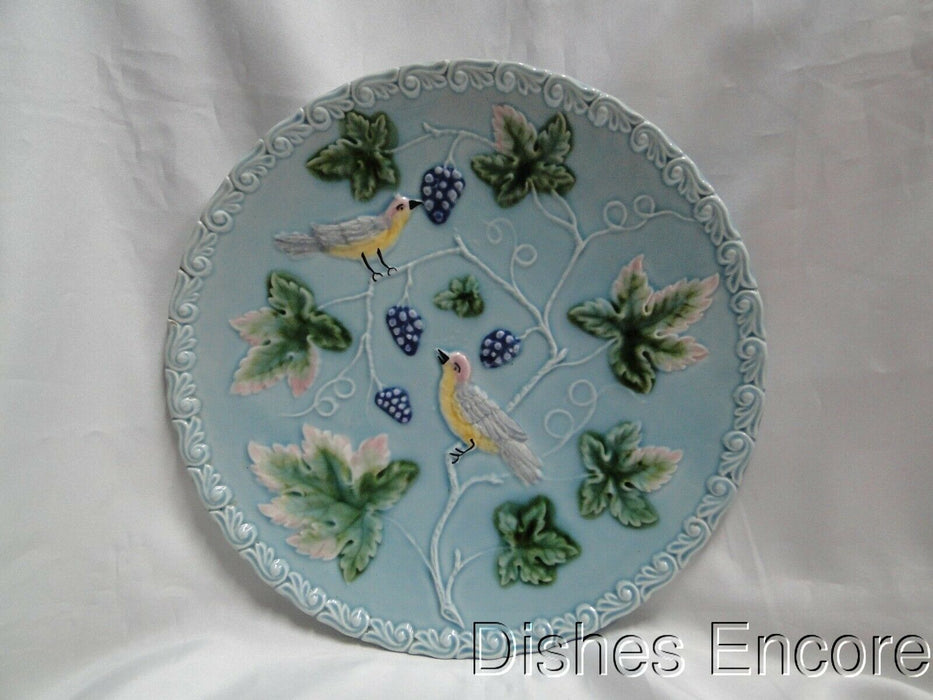 Old Castle German Majolica Birds & Grapes 230, Lt Blue: Round Platter, 11 1/4"