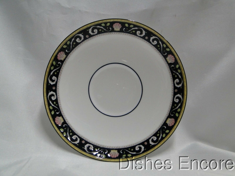 Wedgwood Runnymede Blue, Pink Shells: Footed Cup & Saucer Set (s), 2 5/8" Tall