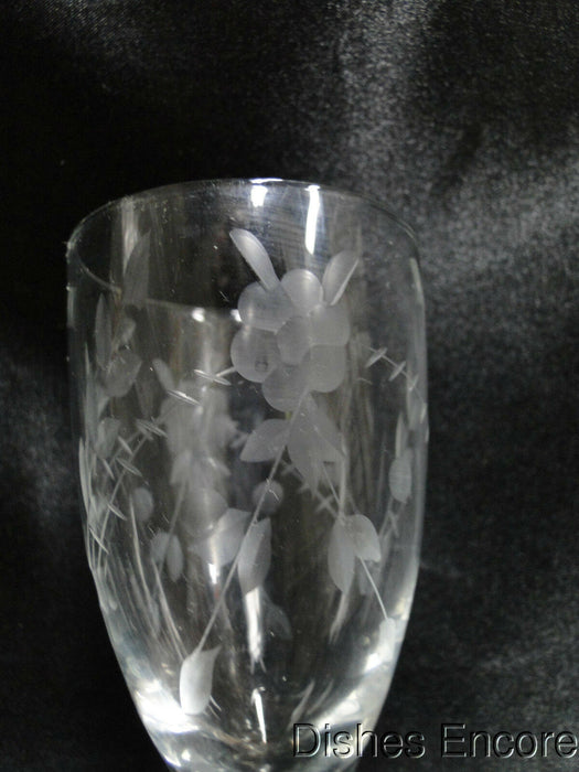 Clear w/ Etched Floral, Ball Stem: Claret Wine (s), 5 3/8" Tall - CR#031