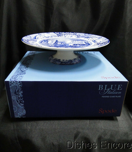 Spode Italian, Blue Scene: NEW Footed Cake Stand, 10 5/8", Box