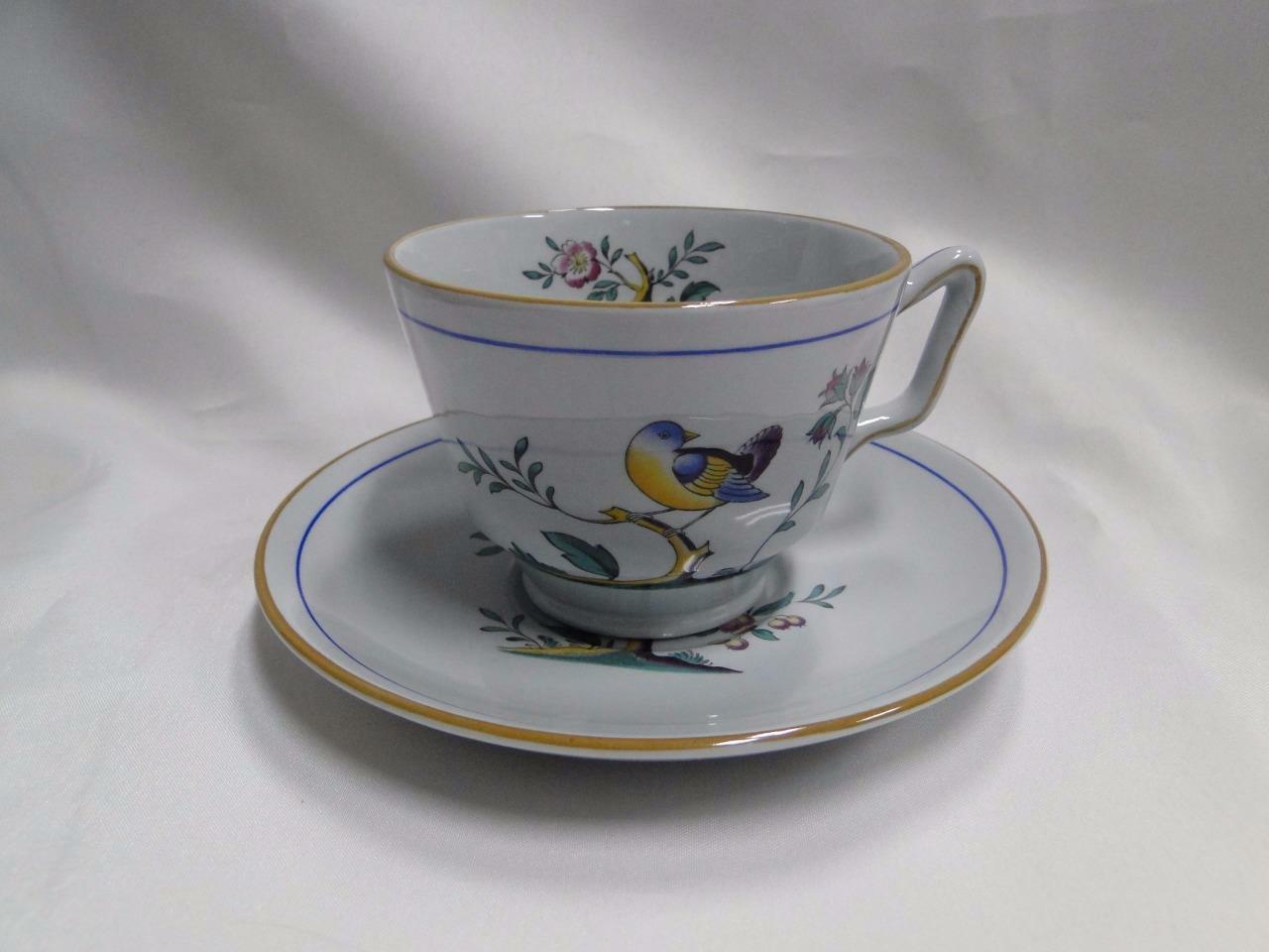 Spode Queen's Bird, Multicolored Bird on Gray: Cup & Saucer Set (s), 2 5/8" Tall