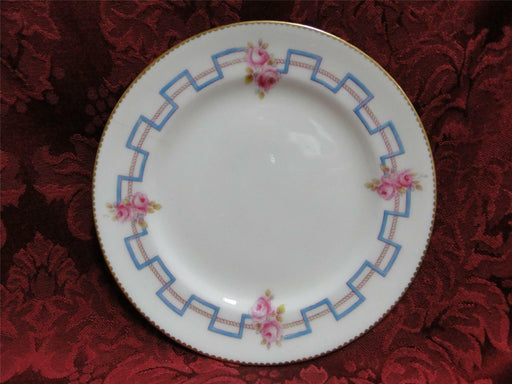 Royal Doulton HB 6700, Pink Flowers, Blue Zig Zag Line: Bread Plate (s), 6 1/4"