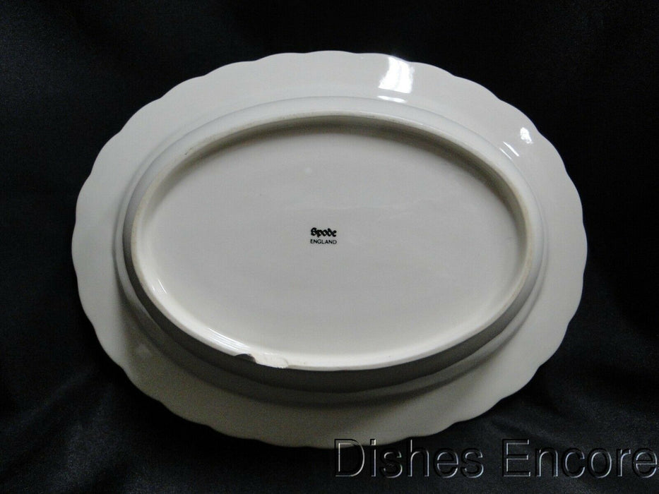 Spode Jewel, Cream w/ Embossed Circles & Dots: Oval Serving Bowl 10 1/8", As Is