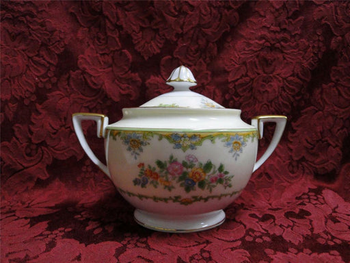 Noritake Multicolored Floral w/ Green & Tan Edge: Sugar Bowl & Lid