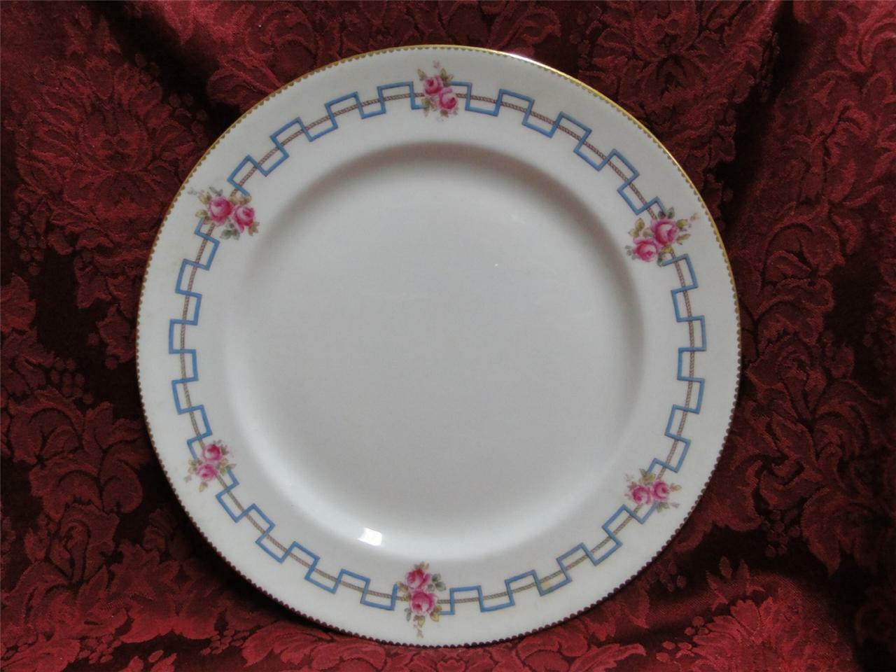 Royal Doulton HB 6700, Pink Flowers, Blue Zig Zag Line: Dinner Plate (s) 10 1/4"