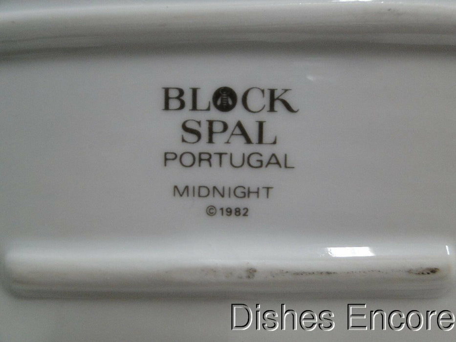 Block Midnight, Portugal, Black/White w/ Platinum: Oval Serving Platter, 15 1/2"