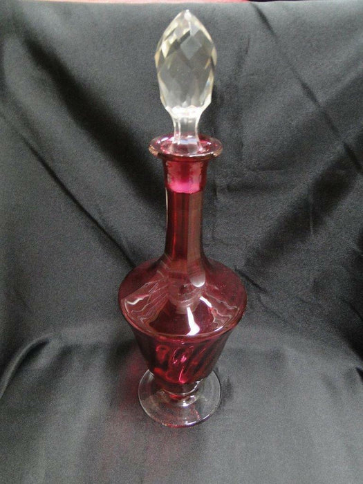 Cranberry Footed Decanter & Stopper, 13 3/4" Tall, As Is, MG#235