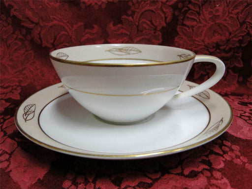 Noritake Fontana, 5580, Taupe Band, Gold Leaves: Cup & Saucer Set (s)