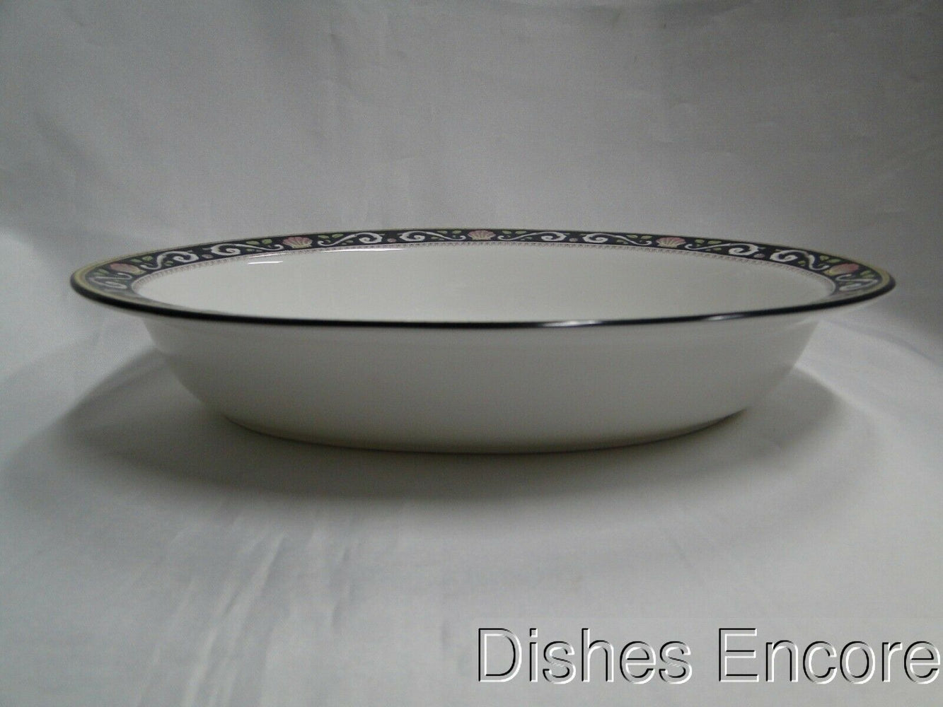 Wedgwood Runnymede Blue, Pink Shells: Oval Serving Bowl, 10 3/4"