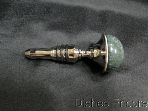 Wine Bottle Stopper: Dark Green Marble-Like Dome Top, 4 1/8", New w/ Box