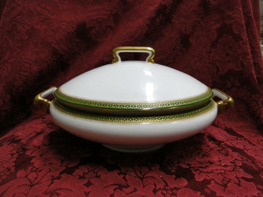 Tressemanes & Vogt 5222, White w/ Gold on Green Band: Covered Serving Bowl