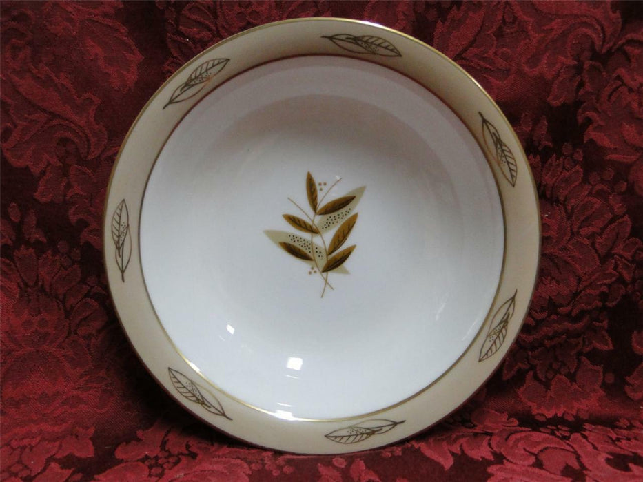 Noritake Fontana, 5580, Taupe Band, Gold Leaves: Rim Soup Bowl (s), 7"