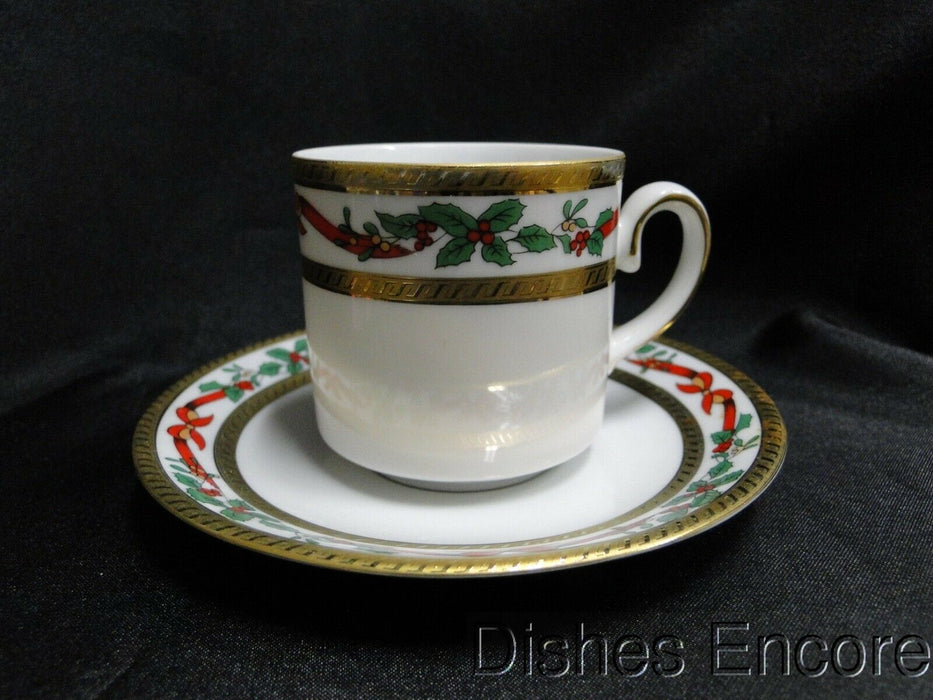 Tirschenreuth TIR8, Red Ribbon, Berries, Green Holly: Demitasse Cup & Saucer Set