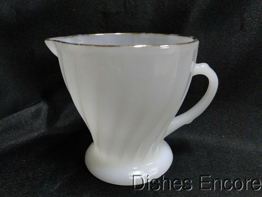 Anchor Hocking Swirl Golden Shell Milk Glass w/Gold: Creamer, 3 5/8" Tall