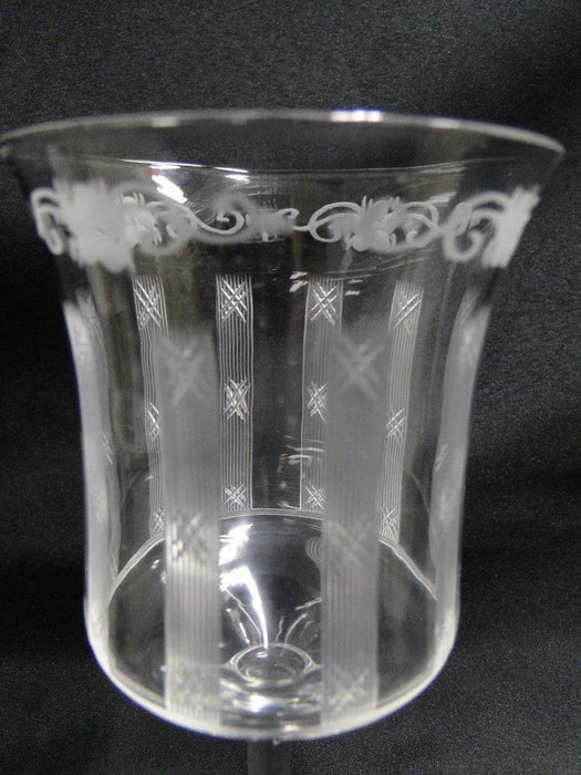 Hawkes 9-2, Cut Vertical Lines & X's: Water or Wine Goblet, 6 1/2" Tall