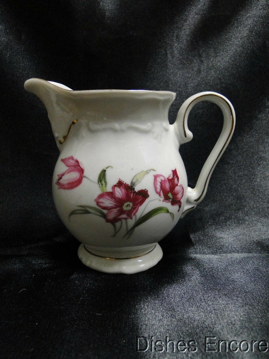 Winterling 84: Embossed Scrolls, Pink Flowers: Creamer / Cream Pitcher 4", As Is