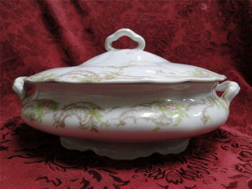 Syracuse 53203, Pink Flowers, Tan Lattice: Round Covered Serving Bowl, 7 3/4"