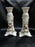 Antique Pair (2) of 8" Candlesticks, Arrow Backstamp, Roses & Leaves -- As Is