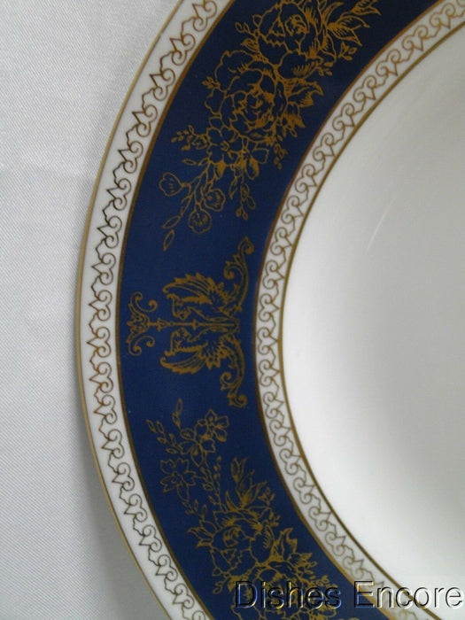 Wedgwood Columbia Blue & Gold, Dragons, Flowers: Oval Serving Platter, 15 1/2"