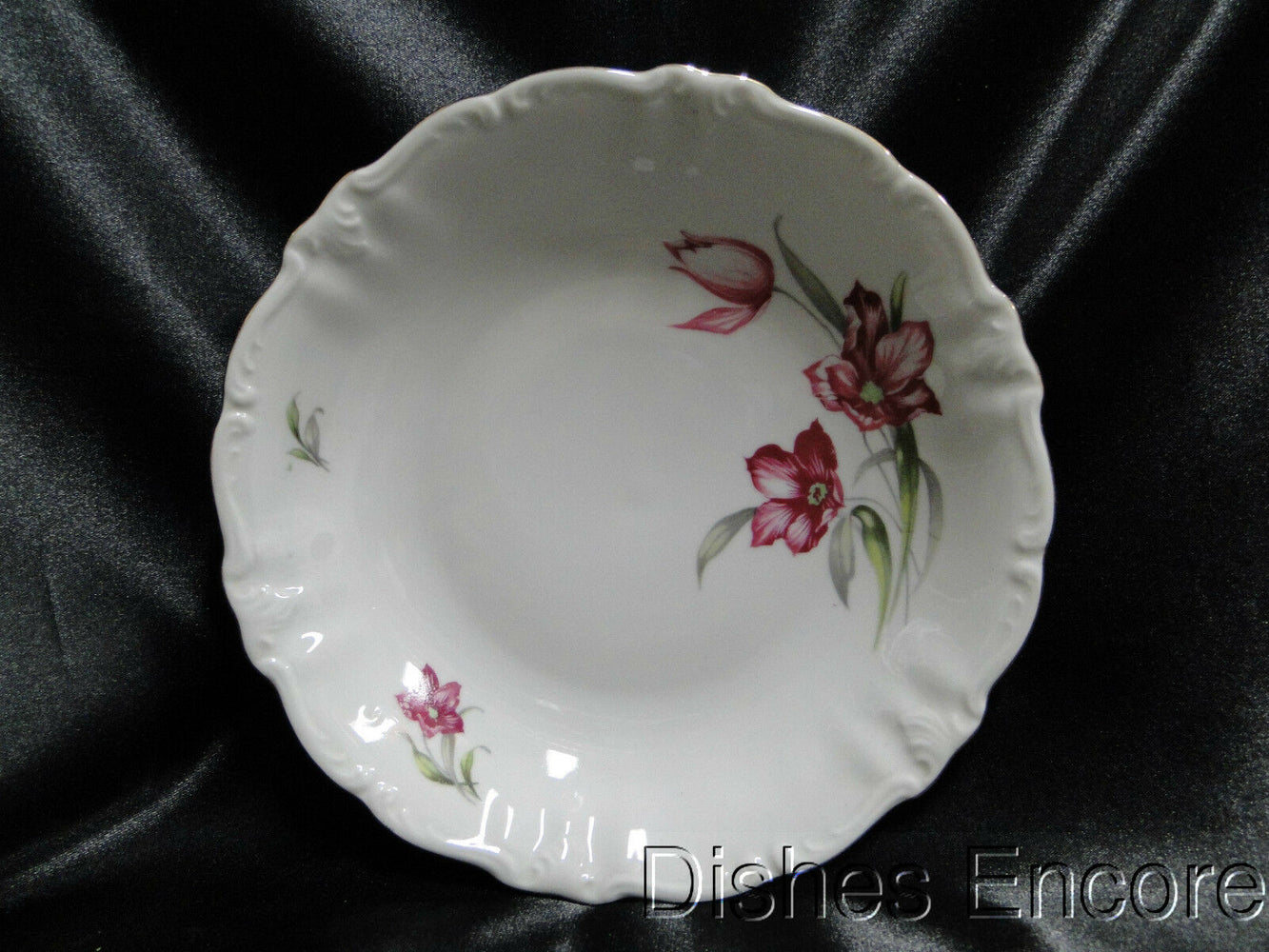 Winterling 84: Embossed Scrolls, Pink Flowers: Coupe Soup Bowl (s), 7 3/4"