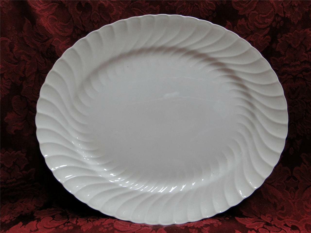 Burgess & Leigh Queen's White Swirl: Oval Serving Platter, 12" x 10"