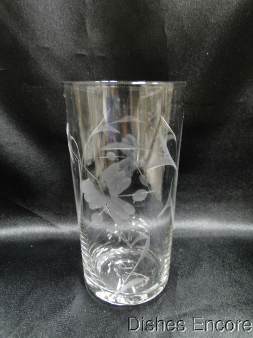 Clear w/ Gray Cut Flowers & Leaves: Flat Tumbler (s), 5 1/8" -- CR#088