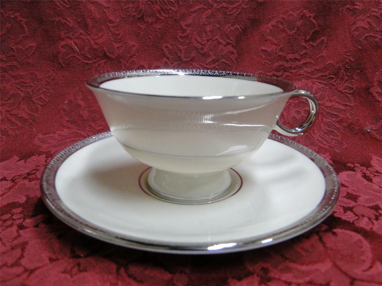 Haviland (New York) Shelton, Ivory, Encrusted Platinum: Cup & Saucer Set (s)