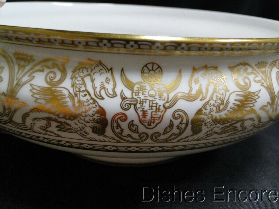 Wedgwood Gold Florentine, Dragons on White: Round Serving Bowl w/ Lid