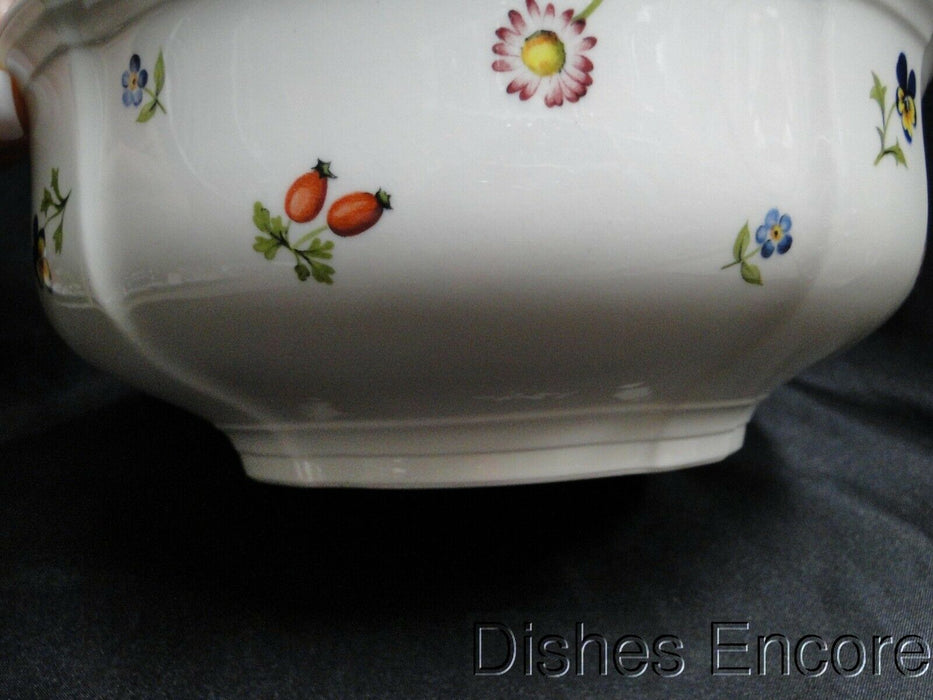 Villeroy & Boch Petite Fleur, Small Flowers, Red Trim: Round Serving Bowl 8 1/4"