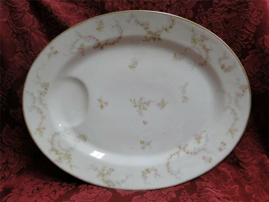 Haviland (Limoges) Schleiger 334-1, Pink Roses: Oval Platter, 13 1/2"