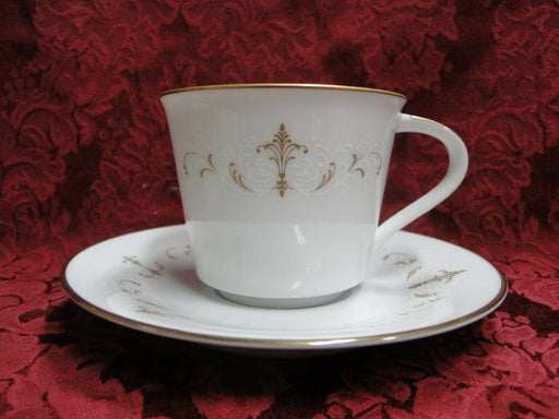 Noritake Courtney, 6520, Gold & White Scrolls: Cup & Saucer Set (s), 2 3/4"