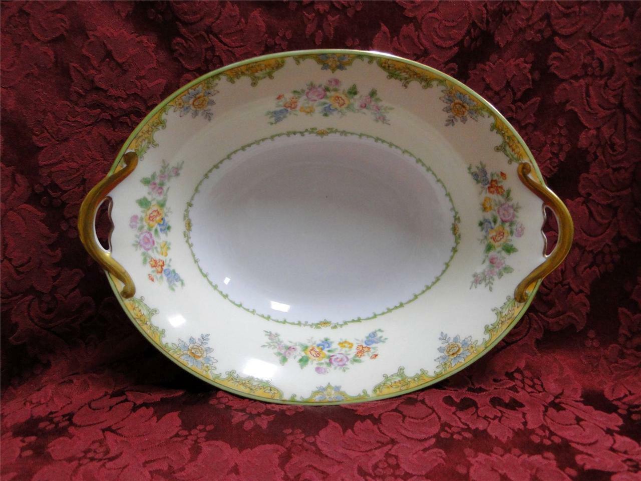 Noritake Multicolored Floral w/ Green & Tan Edge: Oval Serving Bowl, 10 3/4"