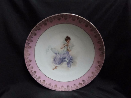 Victoria (Austria), White w/ Pink Rim, Lady in Center: Dinner Plate, 9 7/8"