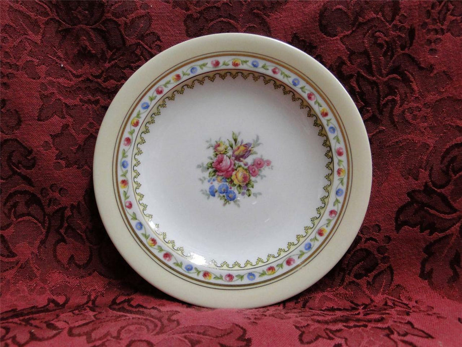 Raynaud RYD2: Tan Rim, Floral Center, Rose Trim: Bread Plate (s), 6 1/8"