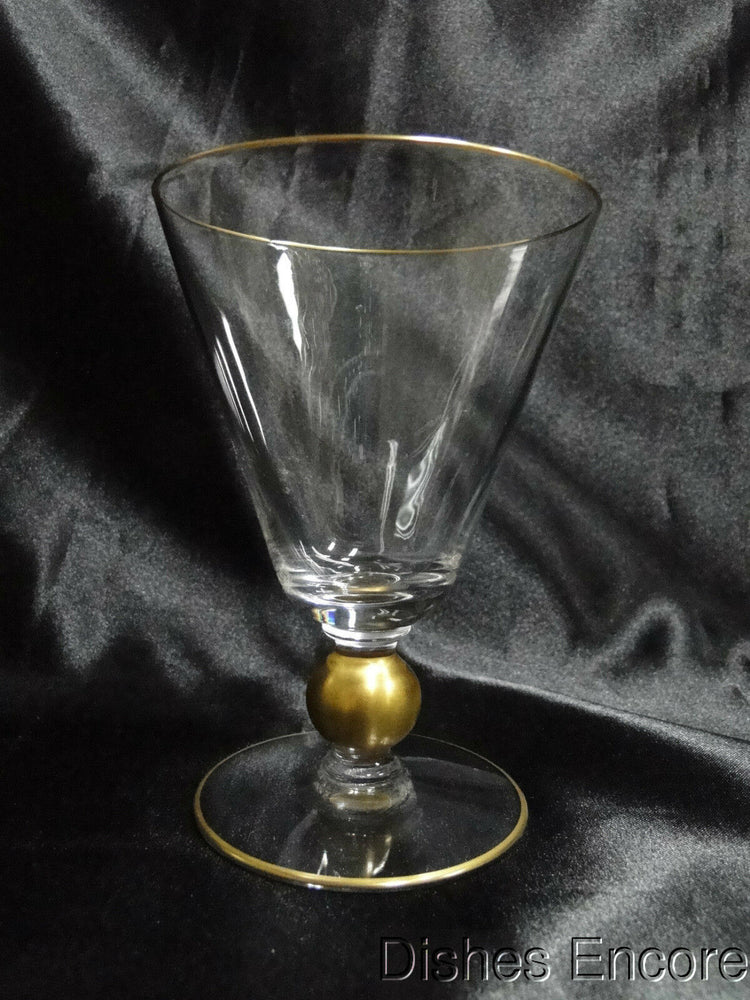 Gold Trim & Ball Stem, "V" Shape: Water or Wine Goblet 5 1/4" CR#084
