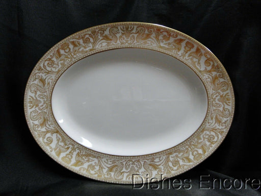 Wedgwood Gold Florentine, Dragons on White: Oval Serving Platter, 13 3/4"