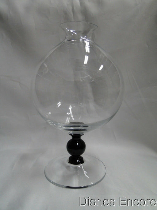 Clear Round Bowl, Black Stem, Clear Base: Round Vase, 8 1/4" Tall  --  MG#141