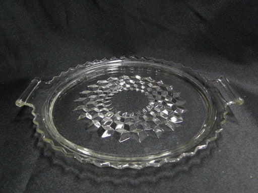 Jeannette Glass Cube Clear, Depression Glass: Round Tray (s) w/ Handles, 8 3/8"