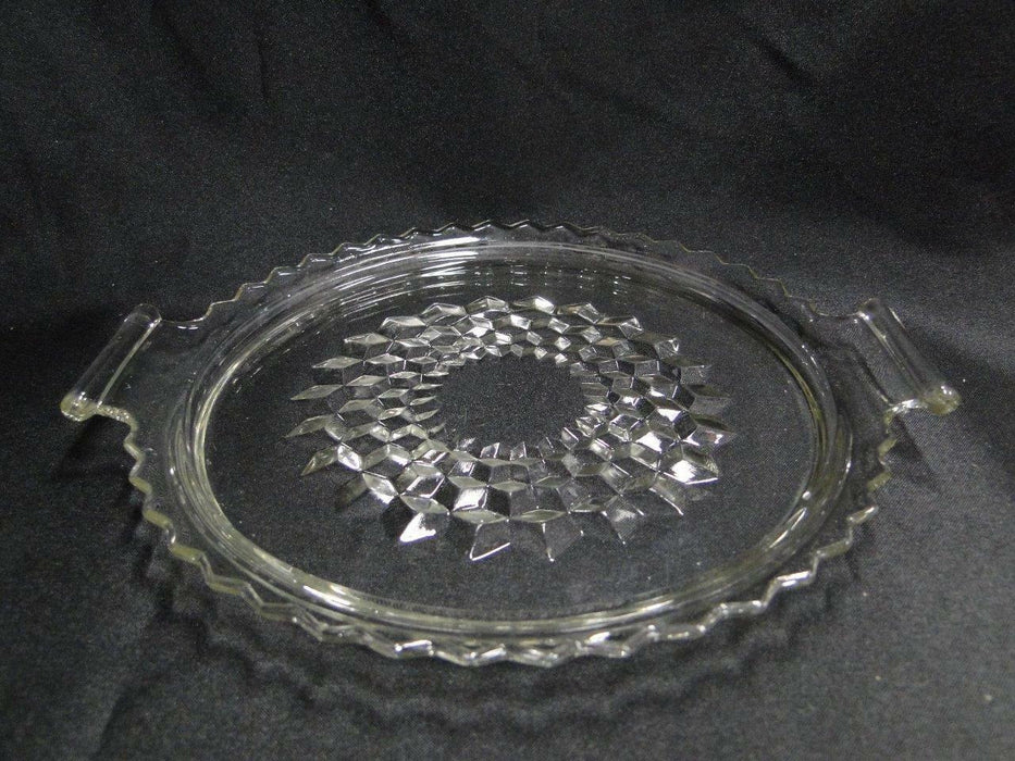 Jeannette Cube Clear, Depression Glass: Round Tray (s) w/ Handles, 8 3/8"