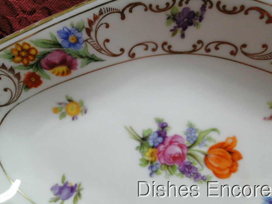 Dresden Style Royal, Floral & Gold Scrolls: Diamond Shaped Relish, 9 1/4"