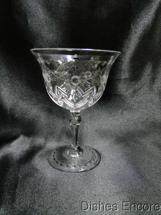 Stuart STU82, Cut Flowers, Circles, & Zig Zag Lines: Wine Glass, 4 1/2", As Is