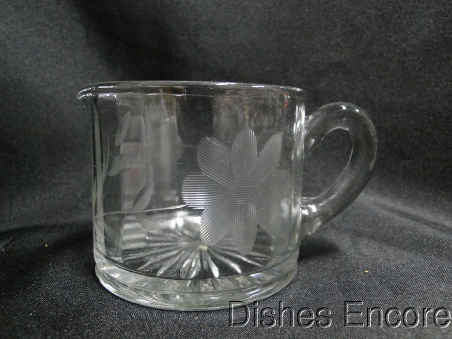 Clear w/ Gray Cut Flowers: Open Sugar Bowl & Creamer Set --  MG#163