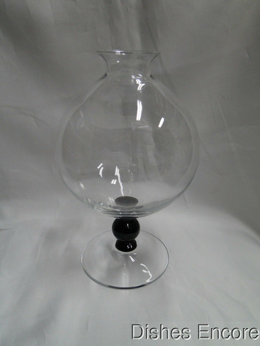 Clear Round Bowl, Black Stem, Clear Base: Round Vase, 8 1/4" Tall  --  MG#141