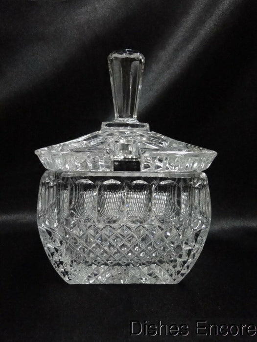 Clear w/ Oval & Cross Hatch Cuts: Square Jam/Jelly Jar w/ Lid, As Is --  MG#169